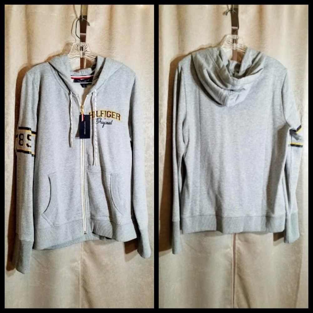 Tommy Hilfiger Zipper Hoodie Gray NWT sz L